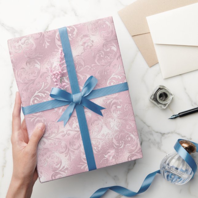 Papel De Presente Chá de Noiva Elegante com Rosa Glamouroso (Presentear)