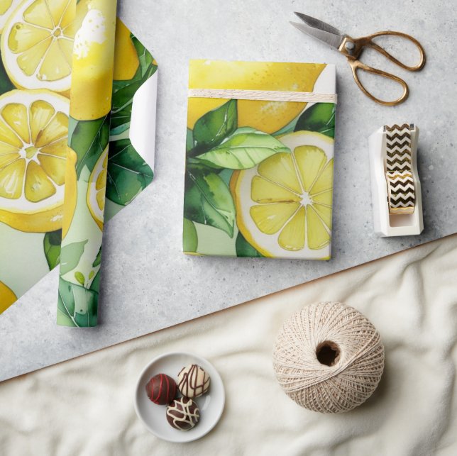 Papel De Presente Chá de noiva moderno em azul limão floral script (Artesanato)