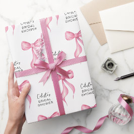 Papel De Presente Chá de Noiva Personalizado com Laço Rosa