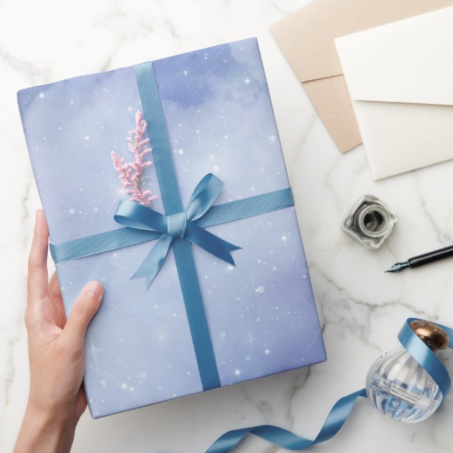 Papel De Presente Chá de Noiva Vinho Nuvem Azul Celestial (Presentear)