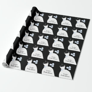 Papel De Presente Chá de panela Azul de Casamento preto