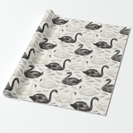 Papel De Presente Chá de panela Black White Swans