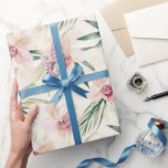 Papel De Presente Chá de panela bonito de Flores Tropicais de Orquíd<br><div class="desc">Chá de panela de Casamento das Flores Tropicais bonito Rosa</div>