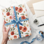 Papel De Presente Chá de panela de Creme Vermelho e Flores<br><div class="desc">Chá de panela de Creme Vermelho e Flores</div>