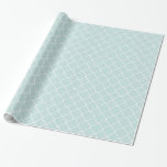 Papel De Presente Chá de panela de Quatrefoil Azul e Branco<br><div class="desc">Padrão de Quatrefoil Branco e Azul Quadrado Aniversário ou Chá de panela</div>