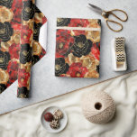 Papel De Presente Chá de panela Dourado Floral Party<br><div class="desc">Chá de panela negro Dourado do Partido Floral ou aniversário</div>