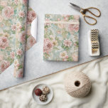 Papel De Presente Chá de panela Elegante Vintage<br><div class="desc">Melhore seu espaço com este impressionante padrão floral vintage, apresentando uma bela variedade de florais delicados em tons de pastel macio. Esta impressão de arte mostra peônias intrincadas, rosas e outras flores entrelaçadas com verde-luxuoso contra um fundo de sábio suave. O clássico design evoca um sentido de elegância eterno e...</div>