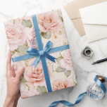Papel De Presente Chá de panela Floral do Cream Blush Pink Roses<br><div class="desc">Romanichel Blush Pink Roses chá de panela Floral aniversário de casamento</div>