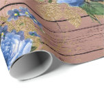 Papel De Presente Chá de panela Floral Russo Da Madeira Marinho Azul<br><div class="desc">Delicar decoração floral por muitas ocasiões como casamento, festa de aniversário, chá de panela, encontro com amigos florenceK design</div>