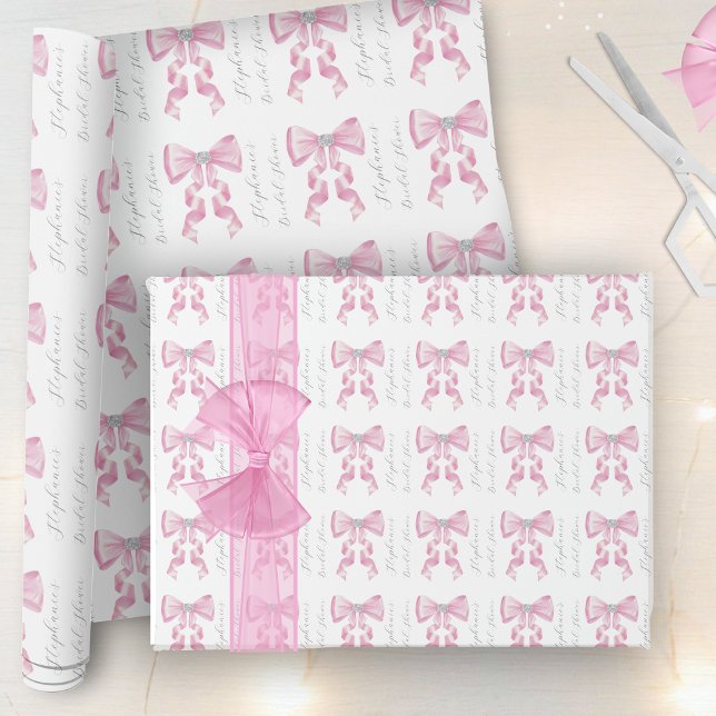 Papel De Presente Chá de panela Glam Coquette do Arco Rosa (Criador carregado)