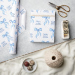 Papel De Presente Chá de panela Personalizado do Coquete do Arco Azu<br><div class="desc">Papel de enrolamento personalizado do Chá de panela coquete Arco azul. Perfeito para o tema da festa "Ela é casando". Personalize com o nome e o evento da noiva. © Kimbellish,  LLC</div>