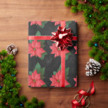Papel De Presente Chalkboard Botanical Merry Christmas Watercolor<br><div class="desc">Poinsettia Floral Elegante com fundo Chalkboard preto Papel de embrulho de Natal,  padrão sem costura.</div>