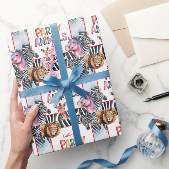 Papel De Presente Chamando a Festa de aniversário de Todos os Animai (Presentear)