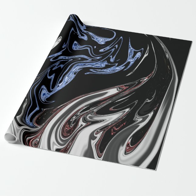 Papel De Presente Chamas Brancas e Azuis Arte Abstrata | Melhor arte (Desenrolado)