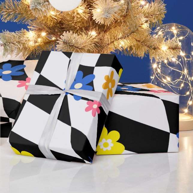 Papel De Presente Chaminé-chupa-chato Groovy Daisy Floral, Wrappin Y (Feriados)