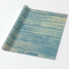 Papel De Presente Champaço Dourado Madeira Shabby Pastel Azul