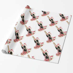 Papel De Presente Champagne e Rosas White Wrappaper