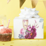 Papel De Presente Champagne Floral Magenta Antes do Anel de Casament<br><div class="desc">Papel de embrulho para casamento ou chá de noiva.  Taça de champanhe.  Floral magenta.  Elegante.  "Antes do anel"</div>
