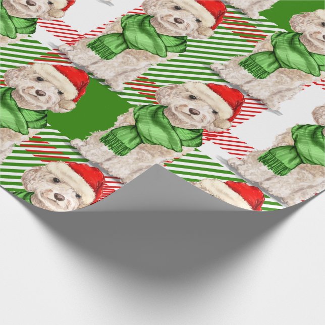 Papel De Presente Champanhe Cockapoo e Férias de Natal Xadrezes (Ponta)