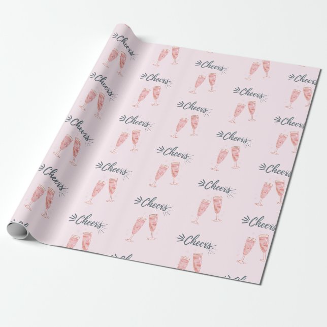 Papel De Presente Champanhe cor-de-rosa (Desenrolado)