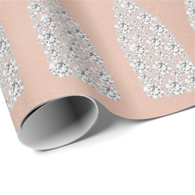 Papel De Presente Champanhe Swarovski Crystals Diamond Botão Rosa (Ponta do rolo)