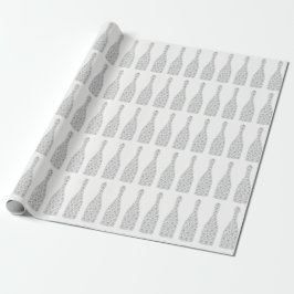 Papel De Presente Champanhe Swarovski Crystals Diamond Botles Branco