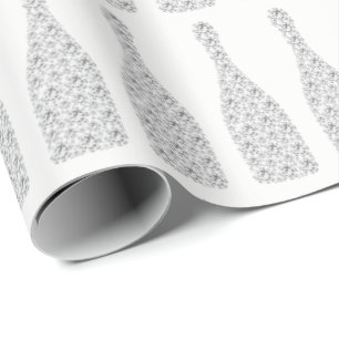 Papel De Presente Champanhe Swarovski Crystals Diamond Botles Branco