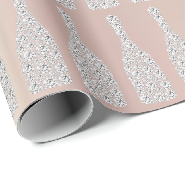 Papel De Presente Champanhe Swarovski Crystals Diamond Botles Pearl (Ponta do rolo)