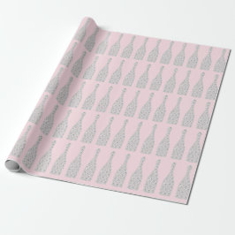 Papel De Presente Champanhe Swarovski Crystals Diamond Botles Rosa