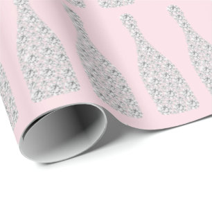 Papel De Presente Champanhe Swarovski Crystals Diamond Botles Rosa
