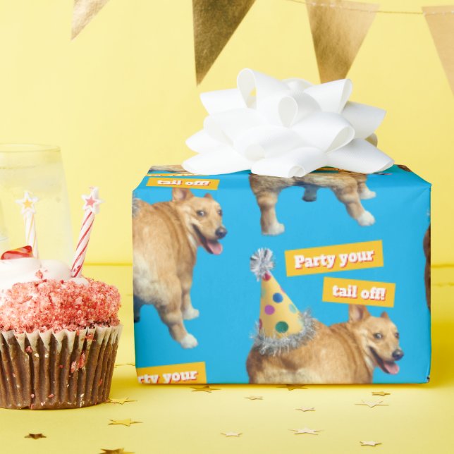 Papel De Presente Chapéu de Aniversário Bumbum de Corgi (Festa de aniversário)