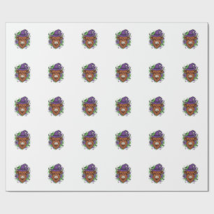 Papel De Presente Chapéu de Bruxa Cow Highland Halloween Vetor Vinta