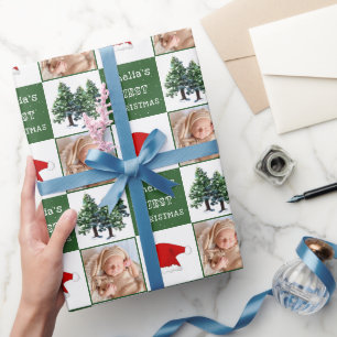Papel De Presente Chapéu de Papai Noel da árvore de neve do primeiro