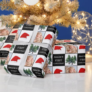 Papel De Presente Chapéu de Papai Noel da primeira Natal do bebê Fot