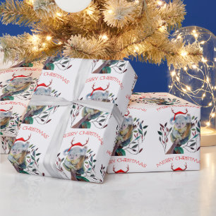 Papel De Presente Chapéu de Papai Noel de Coala Australiano Feliz Na