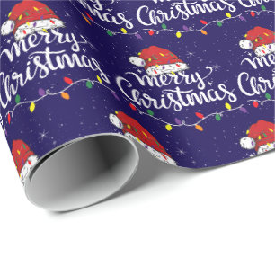 Papel De Presente Chapéu de Papai Noel Feliz Natal Luzes Família Azu