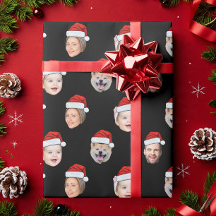 Papel De Presente Chapéu de Papai Noel Personalizado Família Rosto 4