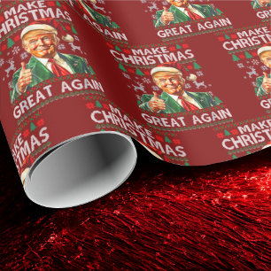 Papel De Presente Chapéu de Papai Noel Trump Faça o Natal Grande N
