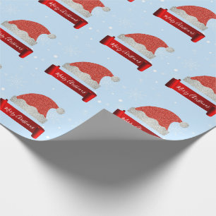 Papel De Presente Chapéu de Papai Noel Vermelho Elegante Personaliz