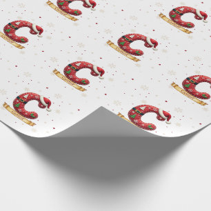 Papel De Presente Chapéu de Papai Noel Vermelho Letra C Nome