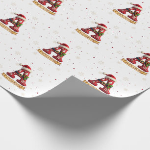 Papel De Presente Chapéu de Papai Noel Vermelho Letra de Natal Um No
