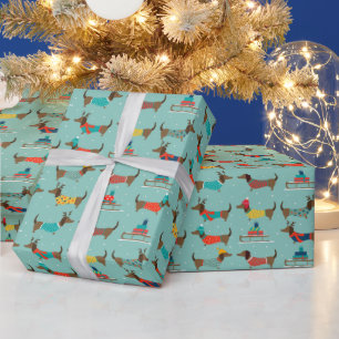 Papel De Presente Chapéu de Rena Natal Dachshund Vestindo Suéter