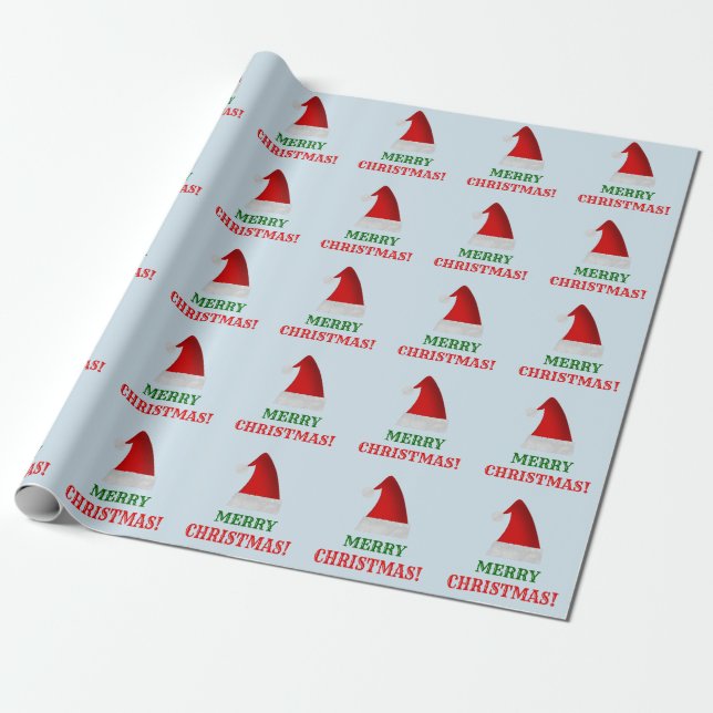 Papel De Presente Chapéu vermelho do Natal do papai noel + "FELIZ (Desenrolado)