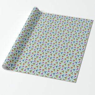 Papel De Presente Chapéus antigos de aquarela: fundo azul.