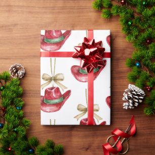 Papel De Presente Chapéus de Cowboy Red Cowboy do Natal Ocidental