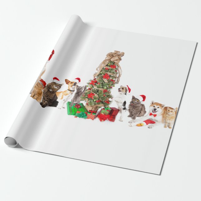 Papel De Presente Chapéus de Papai Noel com creme (Desenrolado)