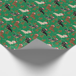 Papel De Presente Chapéus de Papai Noel Dachshund Biscoitos de Gengi