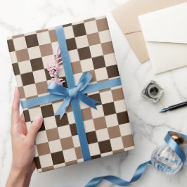 Papel De Presente Charme Xadrez Mocha