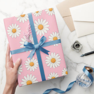 Papel De Presente Charming Daisy Pattern - Presente Floral