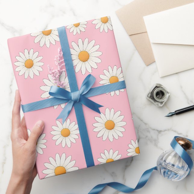 Papel De Presente Charming Daisy Pattern - Presente Floral (Presentear)